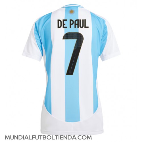 Camiseta Argentina Rodrigo De Paul #7 Primera Equipación Replica Copa America 2024 para mujer mangas cortas